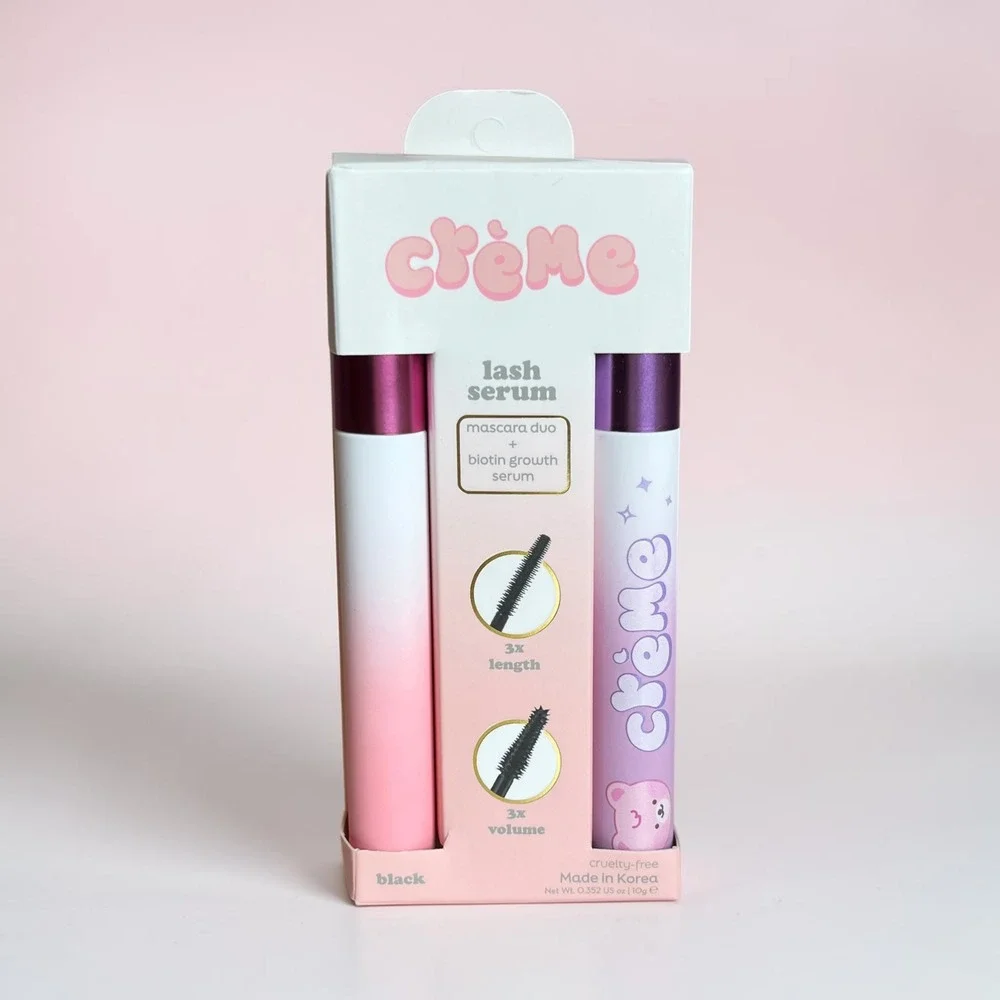 The Crème Shop Lash Serum Black Mascara Duo 0.352oz Biotin Growth